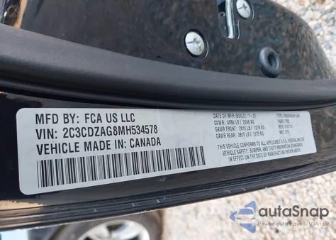 2021 Dodge Challenger Sxt from USA, damaged, VIN 2C3CDZAG8MH534578